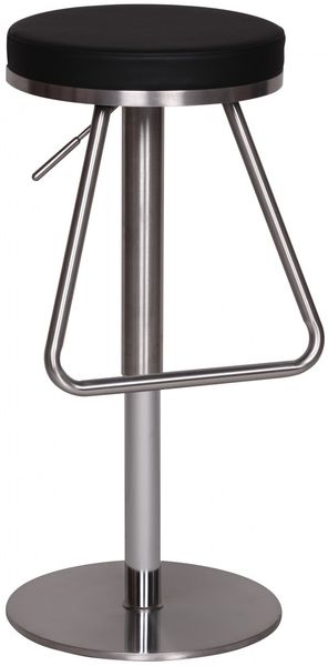 Barhocker WL1.291 Schwarz Edelstahl höhenverstellbare Sitzfläche 54 - 79cm, Design Barstuhl mit Rückenlehne, Bistrohocker Barsitz Gepolstert, Thekenhocker 360° Drehbar, Tresenstuhl Modern