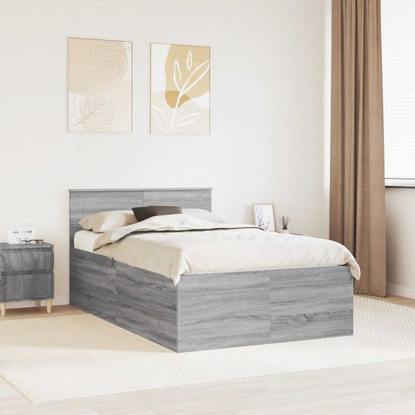 vidaXL Bettrahmen Graues Sonoma 120 x 190 cm Holzwerkstoff 3408597