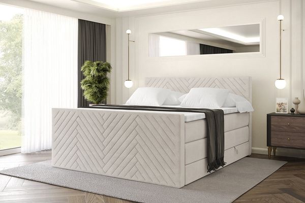 ALTDECOR Boxspringbett VEXA-Z KING (Multipocket-Matratze H4, H3 Matratze Bonellfederung, Topper, Kopfteil), Doppelbett mit Fußteil