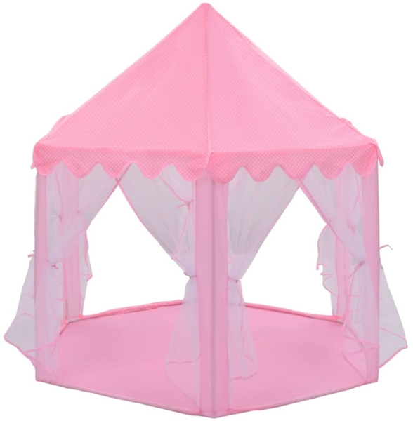 vidaXL Prinzessin-Spielzelt ohne Bälle, Stoff rosa, 133 x 133 x 140 cm