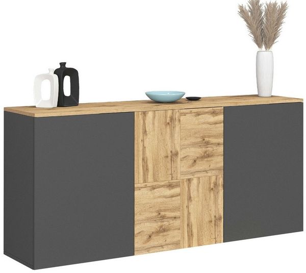 OTTO home Sideboard ISEO, Kommode, Schrank, Sideboard, Lowboard, 6 Fächer, Breite 150 cm (1 St), stehend/hängend, 3 Türen, 6 Fächer, Breite 150 cm