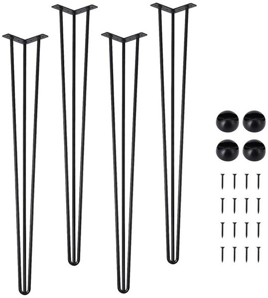 GarveeMore Tischbein Tischbein Hairpin 4er Set, Metall, aus Stahl, 3 Streben, DIY 86cm Haarnadelbeine für Tisch