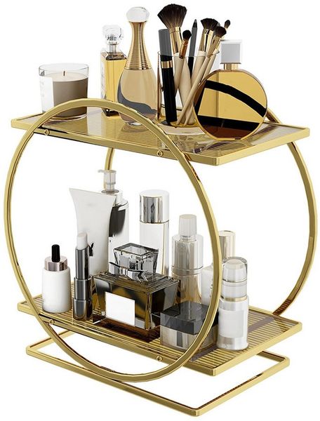 TUWENA Make-Up Organizer 2 Stöckiger Kosmetik Aufbewahrungskorb, Parfüm Organizer, Badezimmer Organizer für Kommode, Schlafzimmer, Wohnzimme