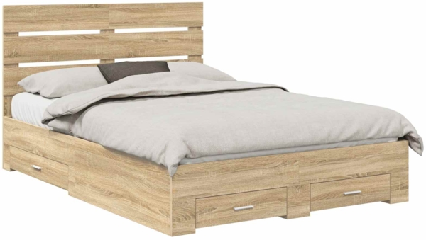 vidaXL Bettrahmen mit Kopfteil Sonoma-Eiche 140 x 190 cm Holzwerkstoff 3411974