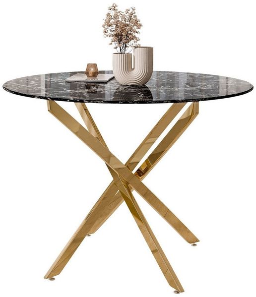 Lookway Esstisch CRISTAL II 100 cm Runder Esstisch mit Glasplatte, Durchmesser Ø 100 cm