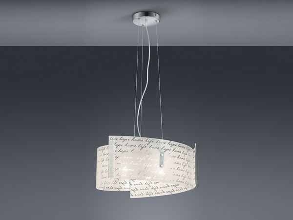 Pendelleuchte SIGNA Glas Lampenschirm mit Signatur Dekor, Ø 50cm