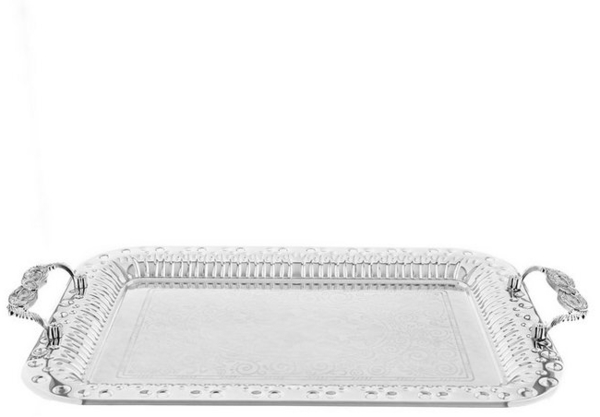 2-teiliges Serviertablett aus hochwertigem 18/10 Edelstahl -Robust & stapelbar Silber