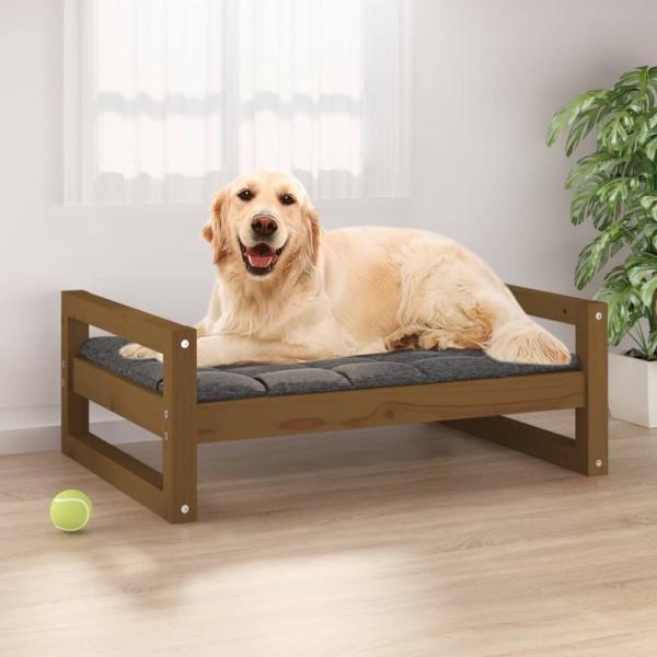 vidaXL Hundebett 75,5x55,5x28 cm Massivholz Kiefer, Honigbraun