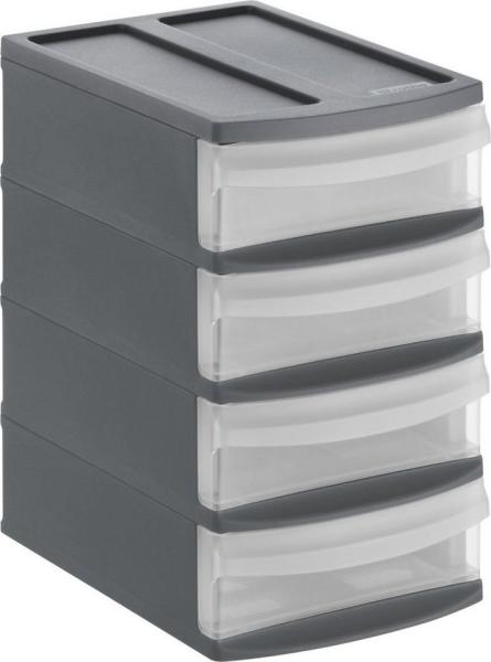 Rotho Schubladenbox Systemix Tower XS 4 Schübe Ablagenbox Organizer