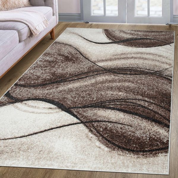 my home Teppich Tritom, rechteckig, Höhe: 9 mm, mit besonders weichem Flor, Kurzflor, modernes Wellen Muster