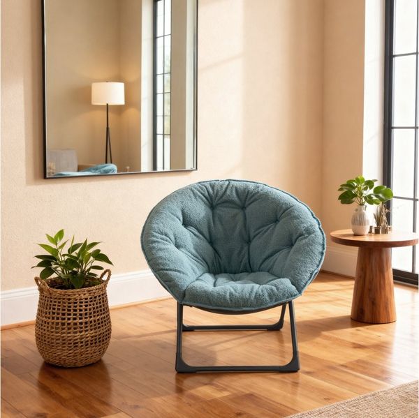 BBWL Sofa Klappbarer Schafwoll-Mondstuhl mit weicher Polsterung, tragbarer Saucertischstuhl für Schlafzimmer, Wohnheime, Garten