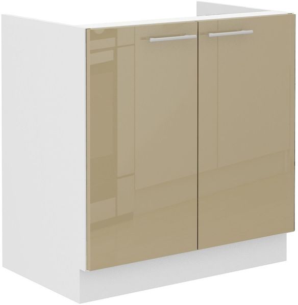 Spülenschrank 80 Lara Cappuccino Hochglanz + Weiß matt Küchenzeile Küchenblock