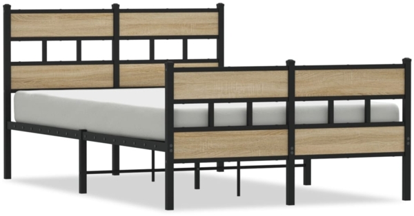 vidaXL Metallbett ohne Matratze Sonoma-Eiche 120x190 cm 4017117