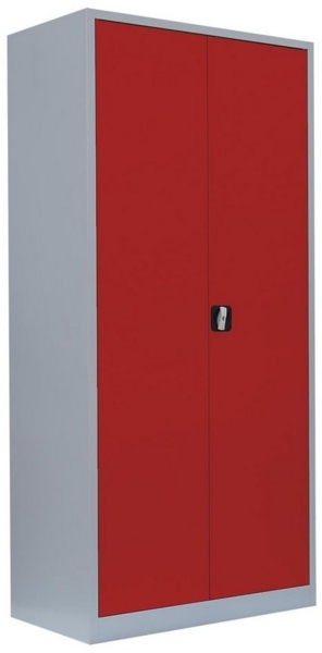 Stahl-Aktenschrank Metallschrank abschließbar Büroschrank Stahlschrank 195 x 92,5 x 60 cm Lichtgrau/Rot 530364