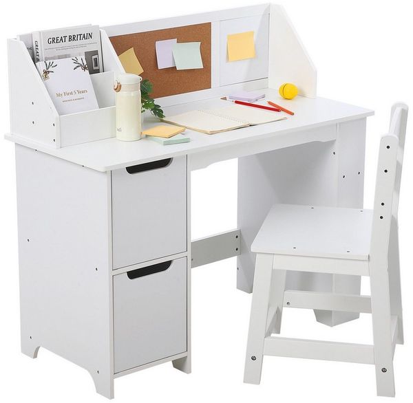 GarveeMore Kinderschreibtisch (Schreibtisch- und Stuhlset, mit Bücherregal), perfekt für Kinder von 3 bis 8 Jahren