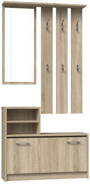 TOPESHOP Garderoben-Set Traumgarderobe: Kleiderschrank, Garderobenständer & Spiegel sonoma-eiche (H 180 x T 24 x B 85 cm)