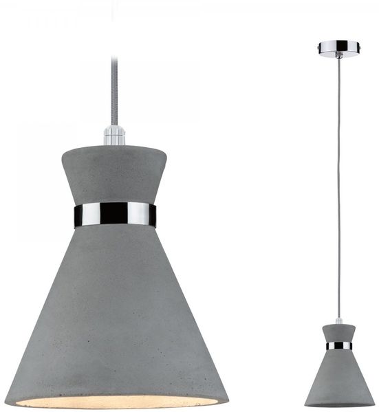 Paulmann No. 70890 Pendelleuchte Verve 1-flammig E27, IP 44, Beton, Chrom