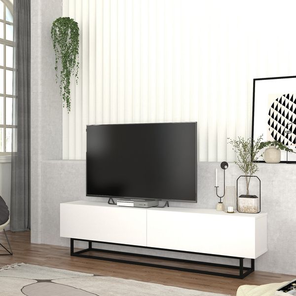 TV-Lowboard Nolven kurzes Gestell 180x32x47 cm Weiß [en. casa]
