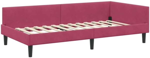 vidaXL Eckbettgestell mit Kopfteil Weinrot 80 cm x 200 cm Stoff 42016138