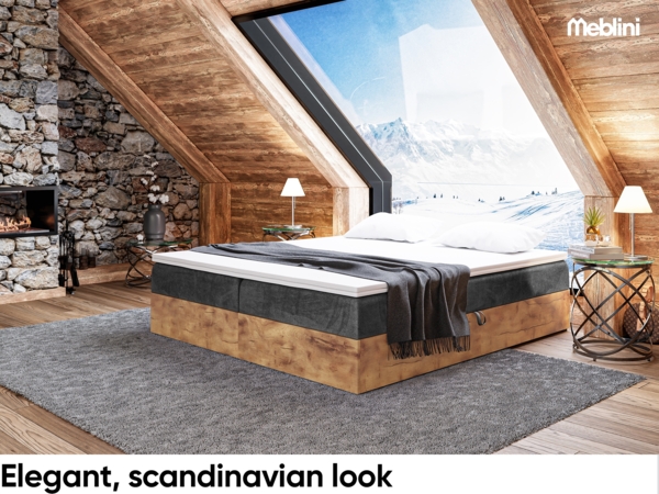 MEBLINI Boxspringbett LOFTY BOX 120x220 cm mit Bettkasten - H4/Schwarz Samt Polsterbett - Doppelbett mit Topper & Taschenfederkern-Matratze Bild 2