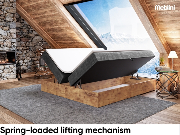 MEBLINI Boxspringbett LOFTY BOX 120x220 cm mit Bettkasten - H4/Schwarz Samt Polsterbett - Doppelbett mit Topper & Taschenfederkern-Matratze Bild 3