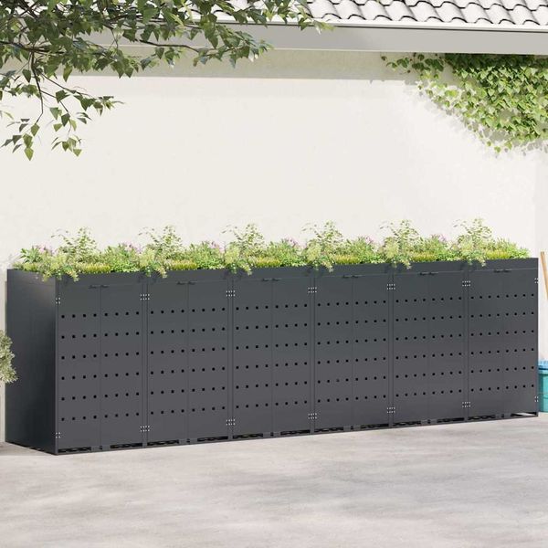 vidaXL Wagenmüllbehälter für 6 Behälter Anthrazit 3394747
