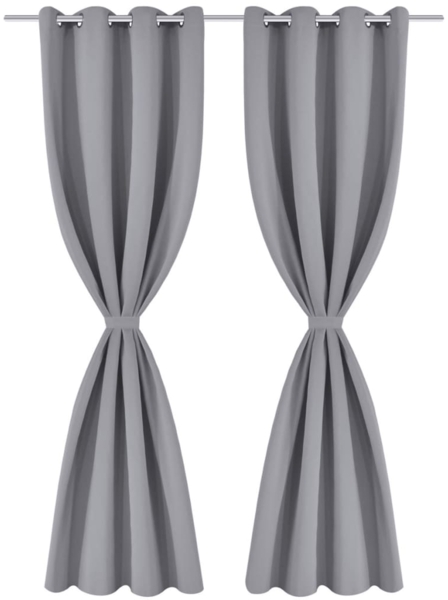 vidaXL Verdunkelungsvorhänge 2 Stk. mit Metallösen 135 x 175 cm Grau 132202