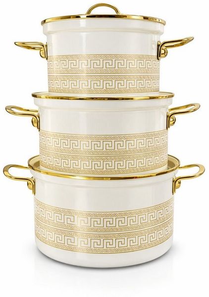 Zilner Topf-Set Kollektion emaillierter Töpfe, klassischen Natur inspirierten Designs, Aluminiumguss, Emaille (6-tlg, Die perfekte Geschenkidee für jeden Anlass)