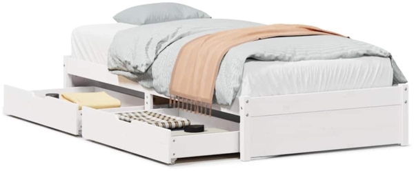 vidaXL Massivholzbett ohne Matratze Weiß 100x200 cm Kiefernholz 3301659