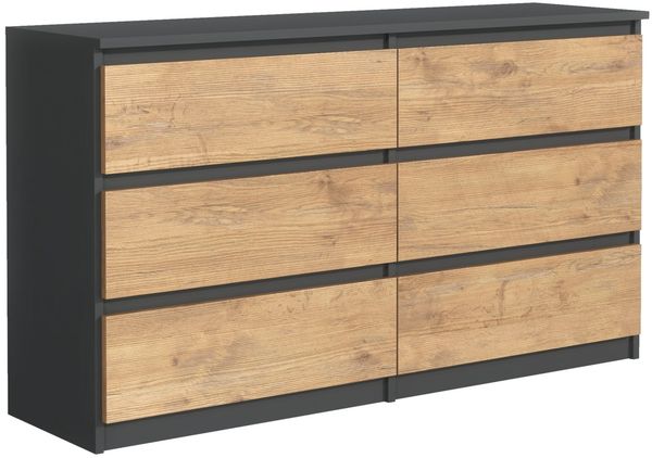MAGOWA Schubkastenkommode Kommode 120cm - moderne Kommode mit 6 Schubladen für viel Stauraum (Breite 120cm Tiefe 39 cm Höhe 78,5 cm), Unterseite mit Gleitern für optimale Belüftung ausgestattet
