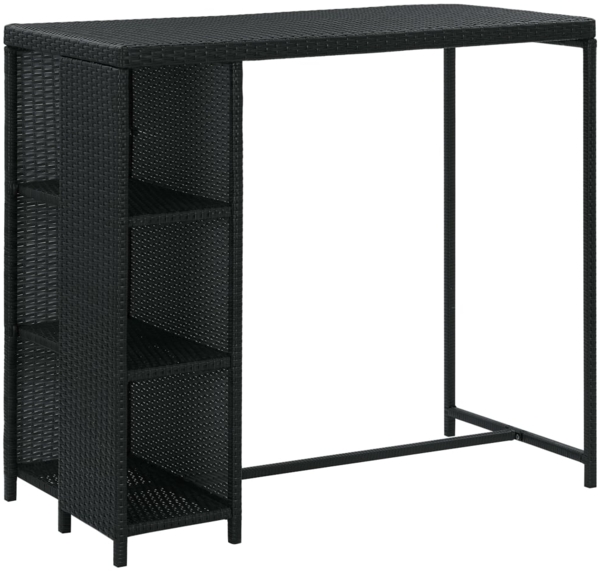 vidaXL 5-tlg. Gartenbar-Set mit Kissen Poly Rattan Schwarz 3064918