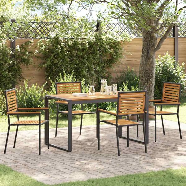 vidaXL Garten Essgruppe 5 pcs Schwarz und Braun Poly-Rattan 3365472