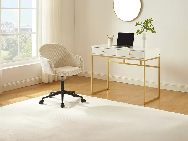 Vente-unique - MARENZIA Office chair StoffSamt Beige - B 64 cm x H 87 cm77 cm x L 58 cm