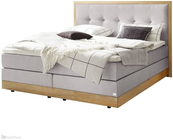 Alba Boxspringbett grau Eiche Massivholz 206cm x 188cm x 125cm