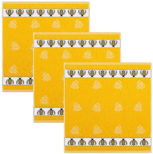 Kracht Geschirrtuch Bienen, (3-tlg, 3-teilig), 3er Pack Frottee Küchenhandtücher (3 Stück), ca. 50x50cm Baumwolle