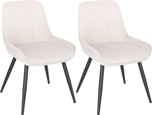 WOLTU Esszimmerstühle 2er Set, Polsterstuhl Samt, Küchenstuhl gepolstert, Akzentstuhl für Wohnzimmer Schlafzimmer Küche, ergonomischer Stuhl mit Rückenlehne, Cremeweiß, BH331cm-2