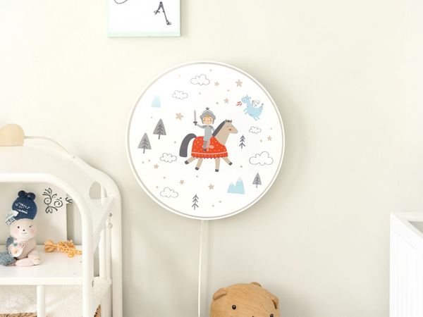 Kinderzimmer Wandlampe Ritter Ø 25cm mit Schalter, Kabel, Stecker & E14 LED