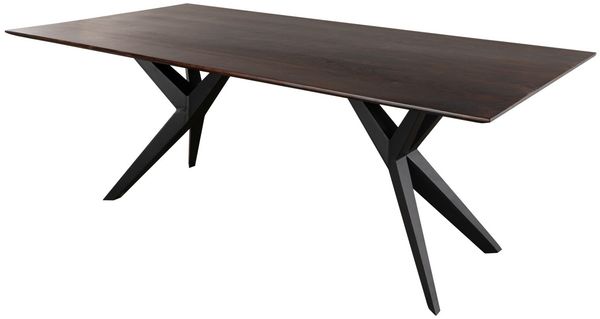Esstisch Akazie 220x100x76 braun lackiert Beine anthrazit matt SWISS EDGE #41