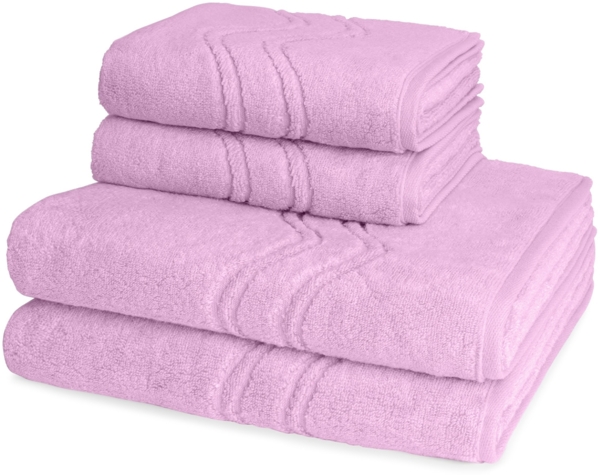Ross Cashmere feeling 4 tlg. Frottier-Set - 2 X Handtuch (50 X 100cm), 2 X Duschtuch (75 X 140cm) - 520 g/m2 - Mauve Bild 1