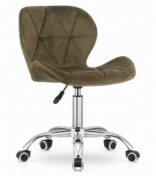 Home Collective Drehstuhl Schreibtischstuhl mit pneumatischer Verstellung (Perfekt für Kinderzimmer, Home Office und Studio), Samt mit Chromfuß und Gummirädern - Braun