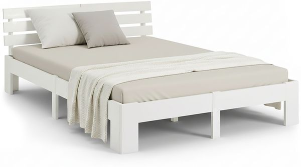 Homestyle4u Futonbett, massives Kiefernholz, Weiß, 140x200 cm