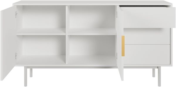 Selsey 'Viviaro' Sideboard 2-türig mit 3 Schubladen, weiß, ca. 82 x 154 x 39 cm Bild 4