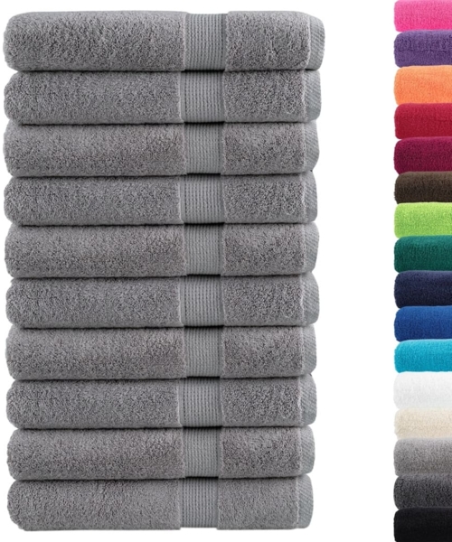 vidaXL Premium Handtücher SOLUND 10 Stk. Grau 100x200 cm 600 g/m² 137319