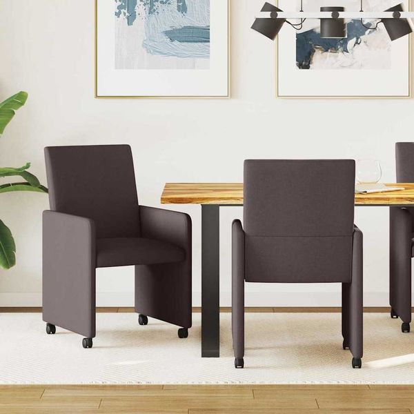 vidaXL Esszimmerstühle mit Rollen 2 pcs Dunkelbraun 57 x 66 x 94 cm 42017811