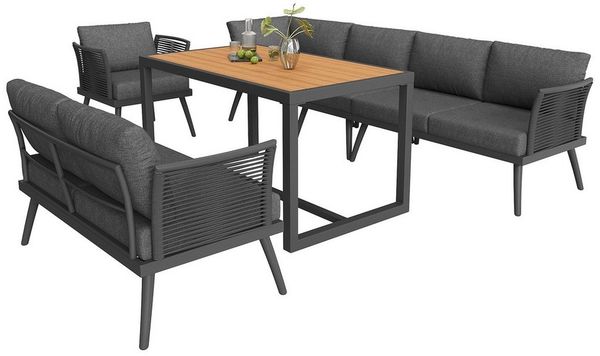 i@home Gartenlounge-Set, (6-tlg), Siebensitzer, mit geflochtenen Armlehnen, Wetterfeste, aus Eisen Bild 2
