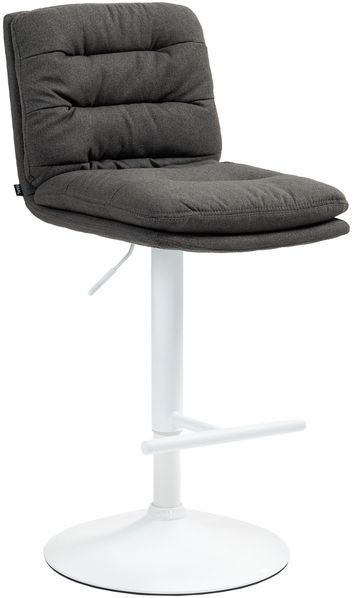 Barhocker TURIN - Dunkelgrau, Stoff, Weiß Barhocker mit Lehne Barstuhl Tresenhocker Tresenstuhl Kneipenhocker Kneipenstuhl