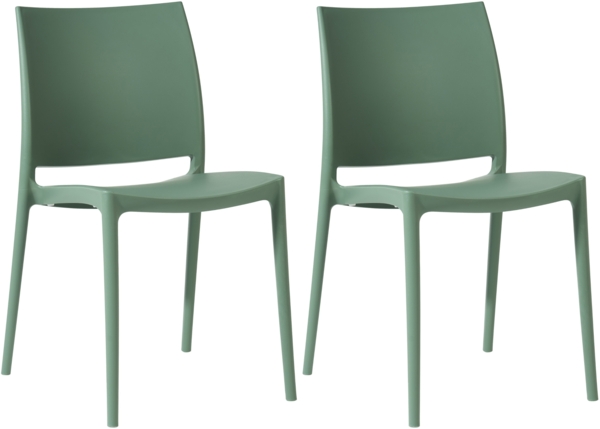 CLP 2er Set Gartenstühle Meton stapelbar wetterfest UV-beständig,oliv