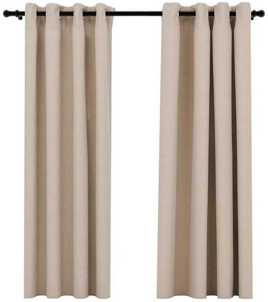 vidaXL Verdunkelungsvorhänge 2 Stk. Ösen Leinenoptik Beige 140x175 cm 321208