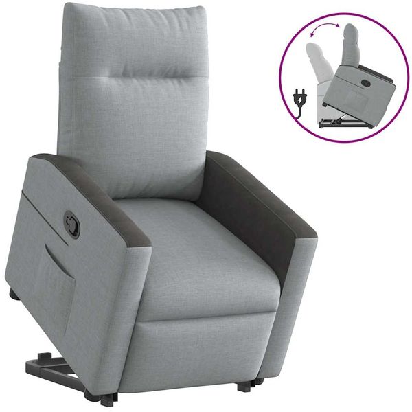 vidaXL Relaxsessel mit Aufstehhilfe Hellgrau Stoff 3324052