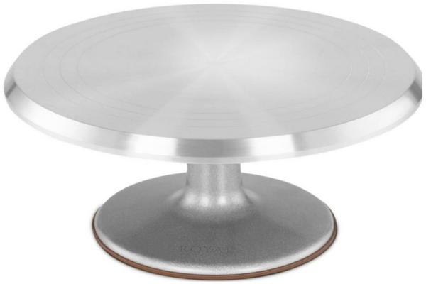 Royal Catering Tortenplatte Tortenständer mit Fuß Kuchenplatte drehbar Tortenteller Ø 31 cm, Aluminium